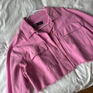 Zara Pink Cropped Jacket